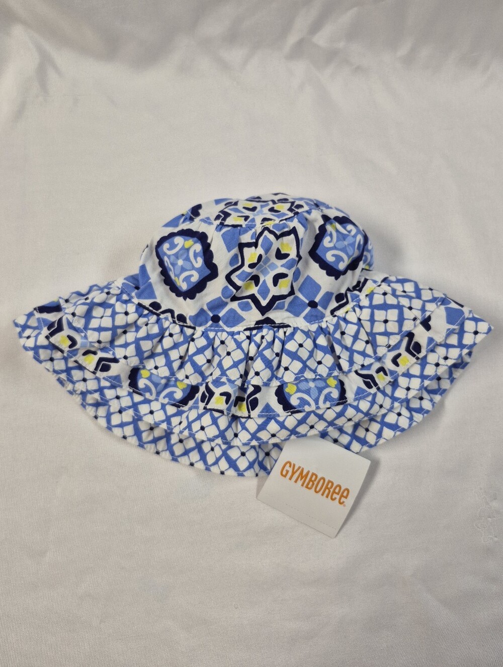 Gymboree Greek Isle Style Mosaic Blue White Tiered Sun Hat 0-12 Mos. NWT